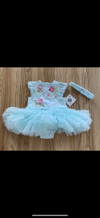 Сукня-бодік блакитна для дівчинки Little me 9 місяців.