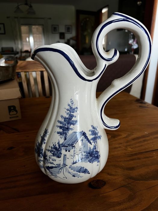 Bacia e jarro em faiança