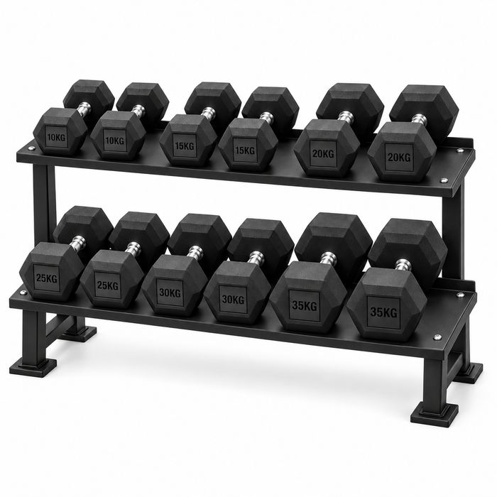 Komplet Hantli HEX 270 kg 10-35 kg + Stojak 2 Poziomy