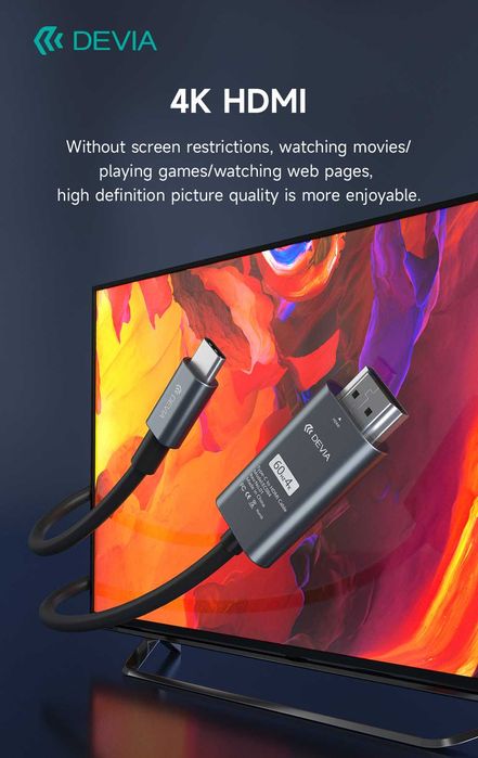 Kabel Devia USB-C - HDMI 4K 60Hz 2M