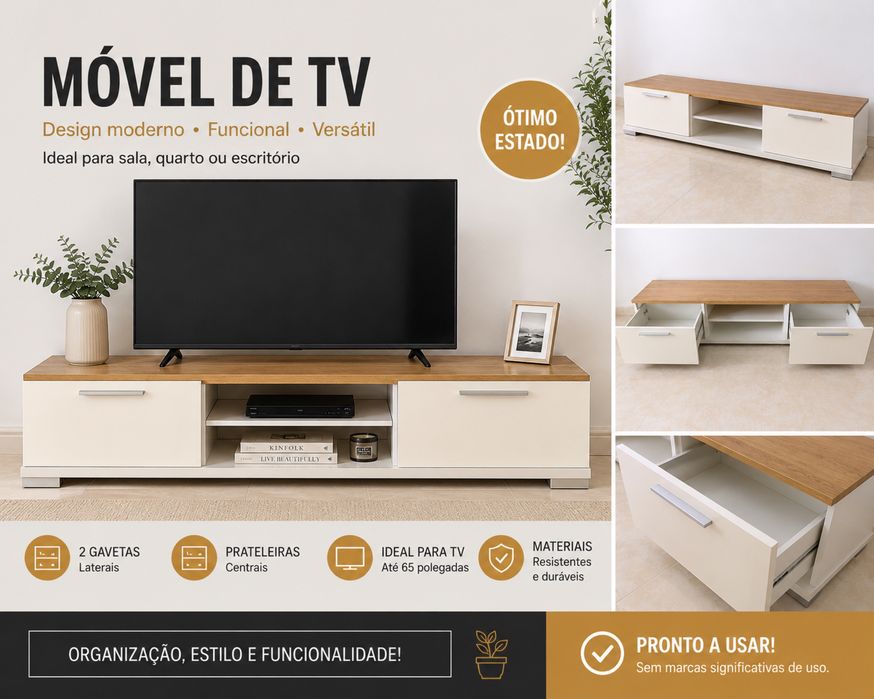 Movel TV branco com Gavetas