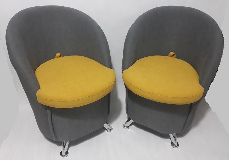 FOTEL Puf-Pufa z oparciem otwierana nóżka chrom