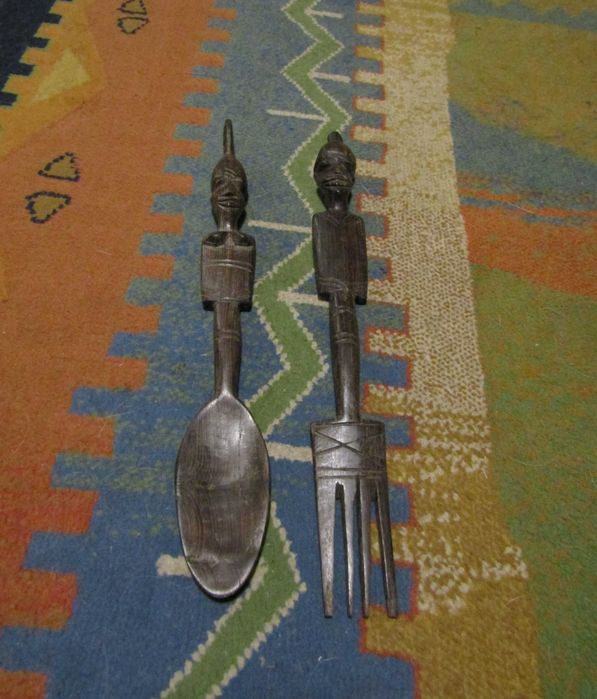 łyżka widelec heban Afryka pamiątka