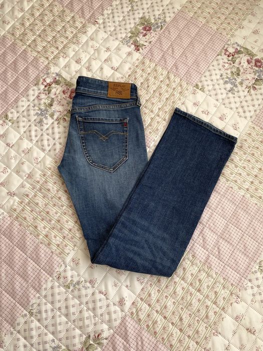 Szerokie jeansy flare niski stan S 36 replay premium vintage 90s 00s