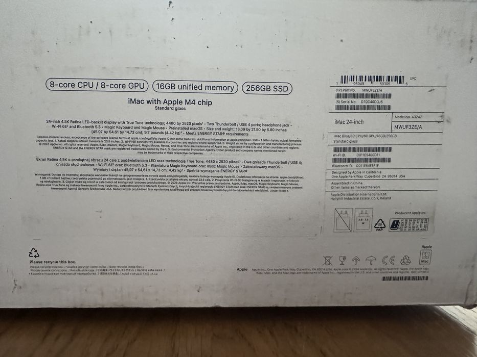 IMac 24”  Apple  z ekranem Retina 4.5K M4 niebieski