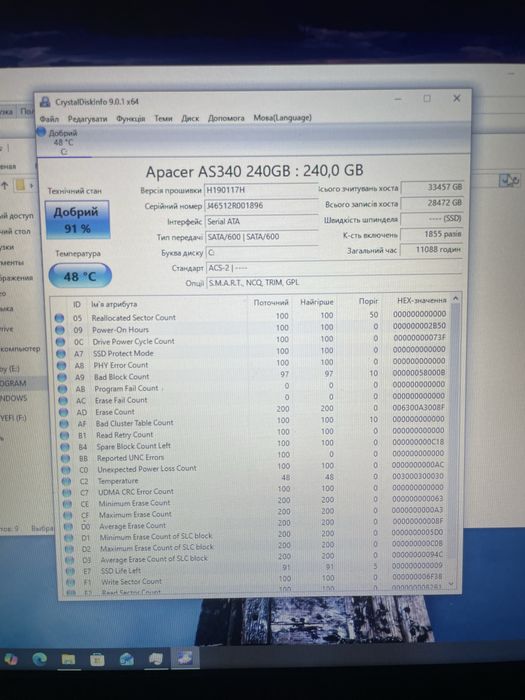 HDD 2.5 1tb / SSD 240gb 2.5 91%