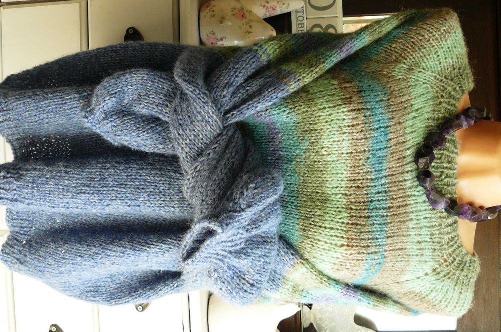Nowy ręcznie robiony handmade sweter Drops Air 65% alpaka merino 50