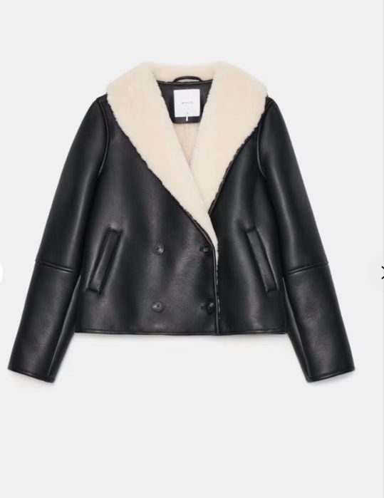 Дубльонка чорна з мєхом, з хутром Mohito