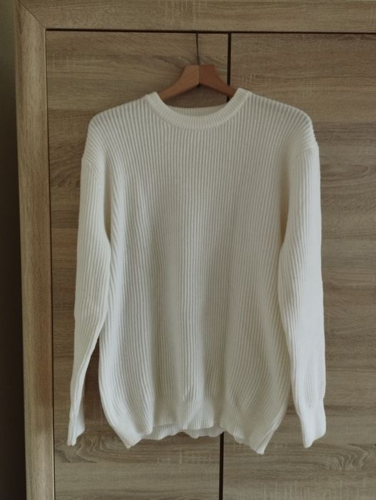 Kremowy sweter męski z długim rękawem XL nowy