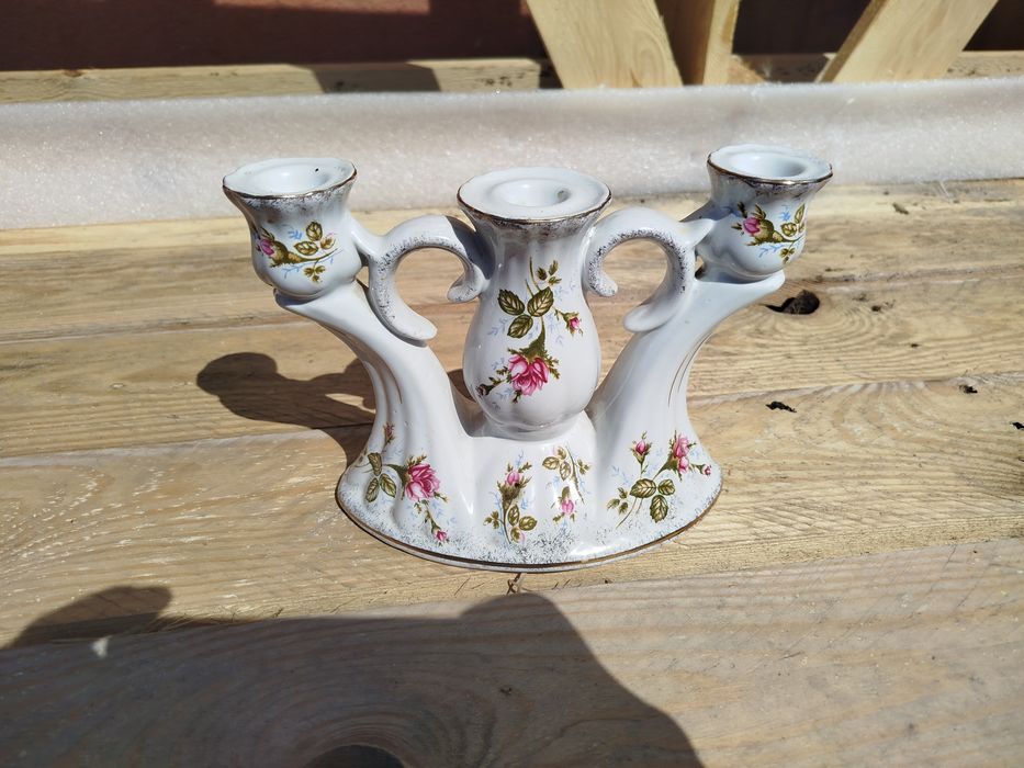 Świecznik porcelanowy trójramienny Chodzież