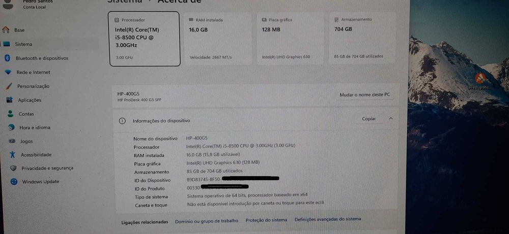 Mega Promoção HP 400G5 SFF | i5-8500 | 16GB DDR4 | NVMe 256GB + HDD 500GB | WiFi | W11