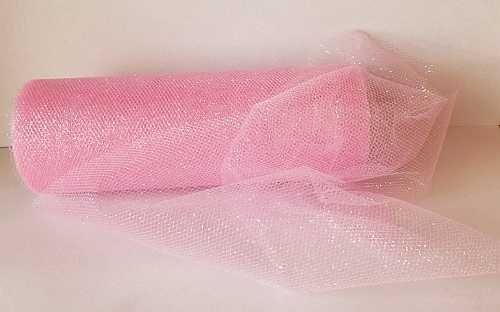 Różowy tiul z brokatem mieniący się do spódniczek kokard na ślub 15cm