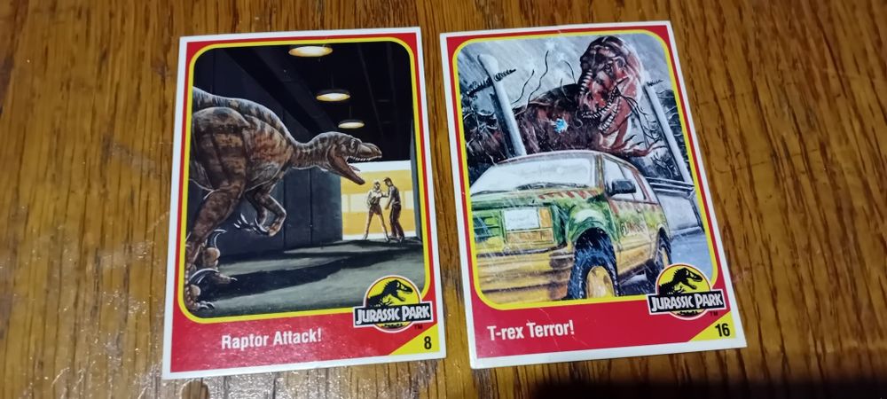 Karty kolekcjonerskie 9 szt Jurassic Park