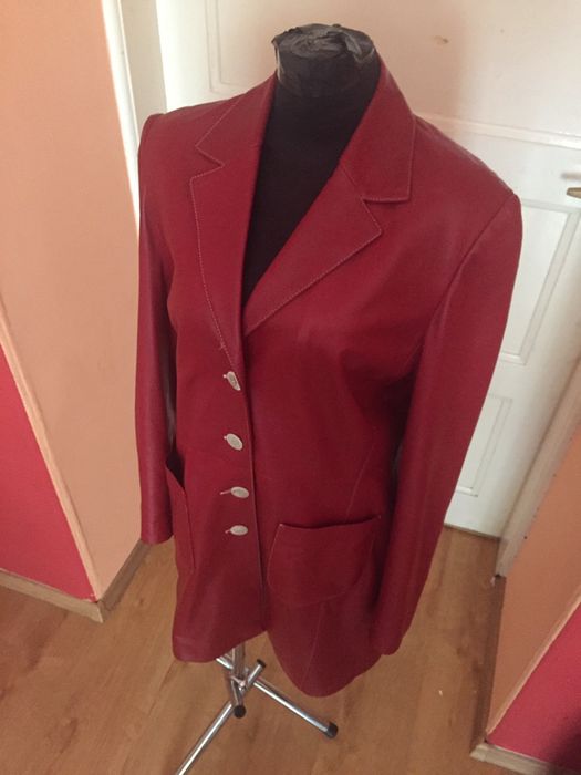 Płaszcz skórzany czerwony 42