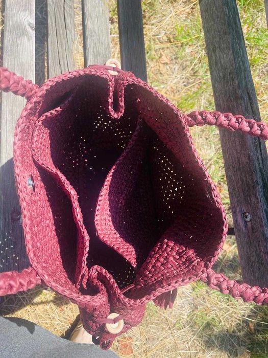 Сумка жіноча містка, плетена з рафії ( fibranatura raffia колір 116-03 какао)