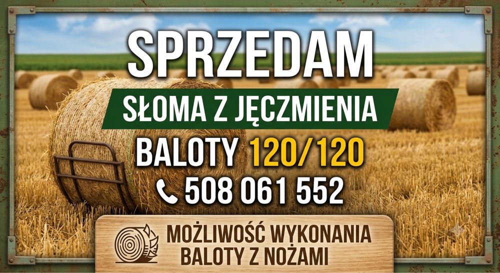 Sprzedam słomę z jęczmienia po pasówce.