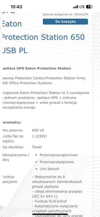 Zasilacz UPS Eaton Protection Station 650