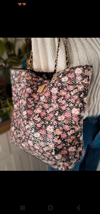 Torebka shopper kwiaty