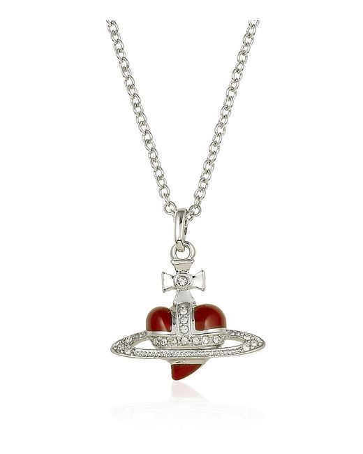 Vivienne Westwood Red Heart Saturn Necklace кулон підвіска