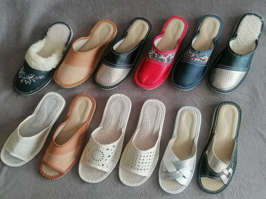 Pantofle damskie 36 góralskie 37 kapcie skóra