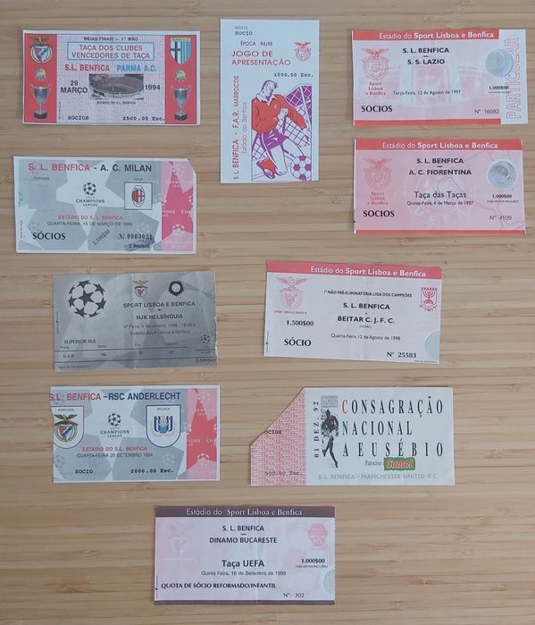 Vendo Bilhetes Antigos do S.L. Benfica