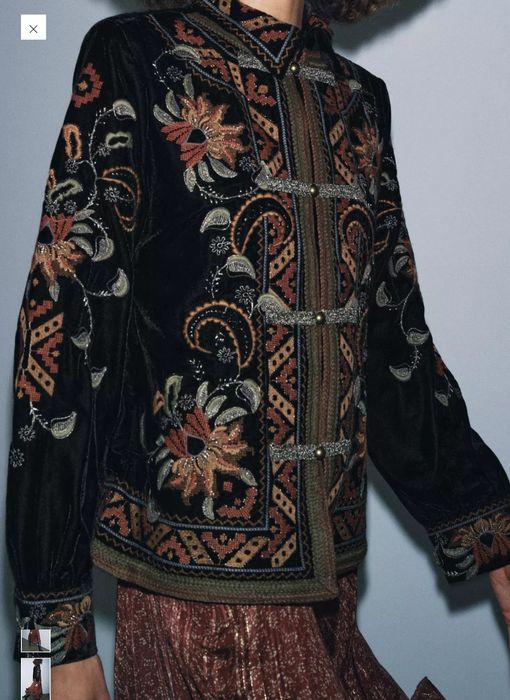 Marynarka Zara aksamit haft Rezerwacja