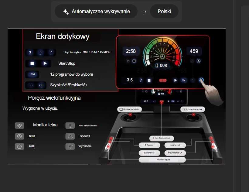 Bieżnia ROBORE L20, regulacja nachylenia 15%