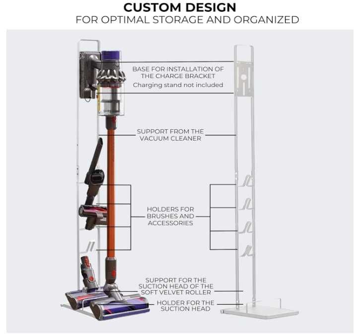 Metalowy stojak na odkurzacz Dyson kolor biały, na kółkach