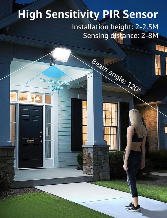 Lampa reflektor z czujnikiem ruchu 4600LM IP65 wodoodporny