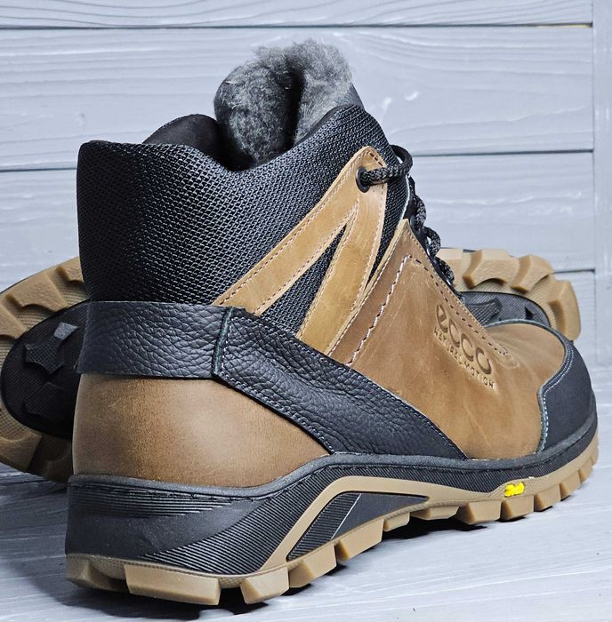 39-50р! Кожаные мужские прошитые черные коричные зимние ботинки баталы