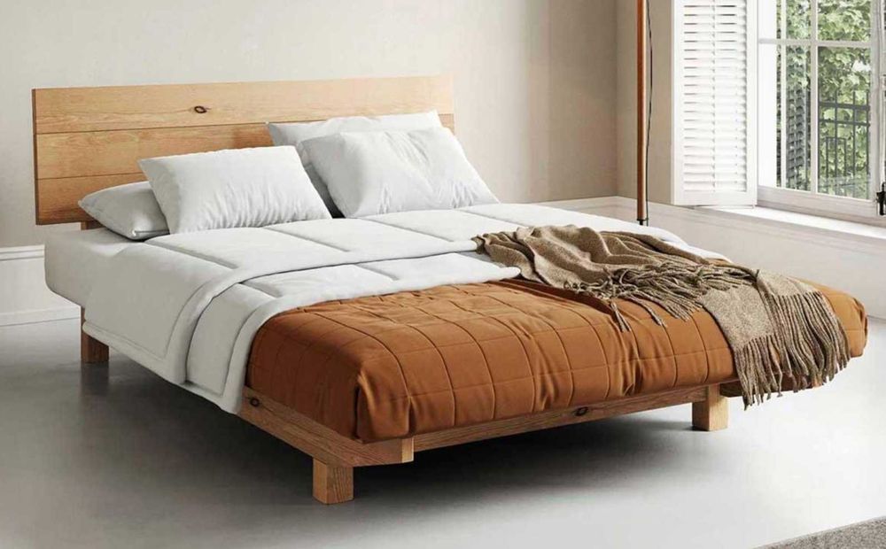 Cama Moderna com Cabeceira – Madeira Maciça