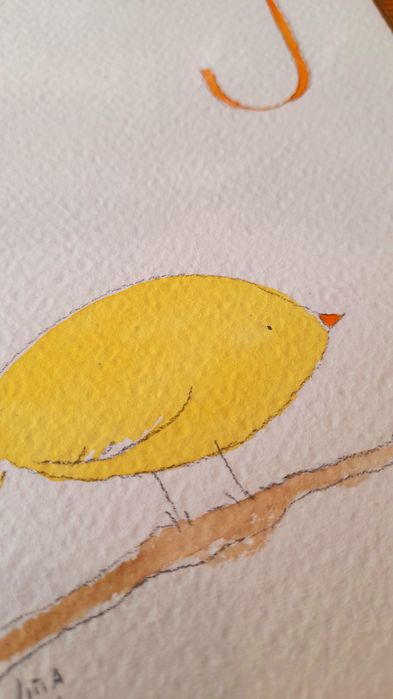 Aguarela original letra "J"