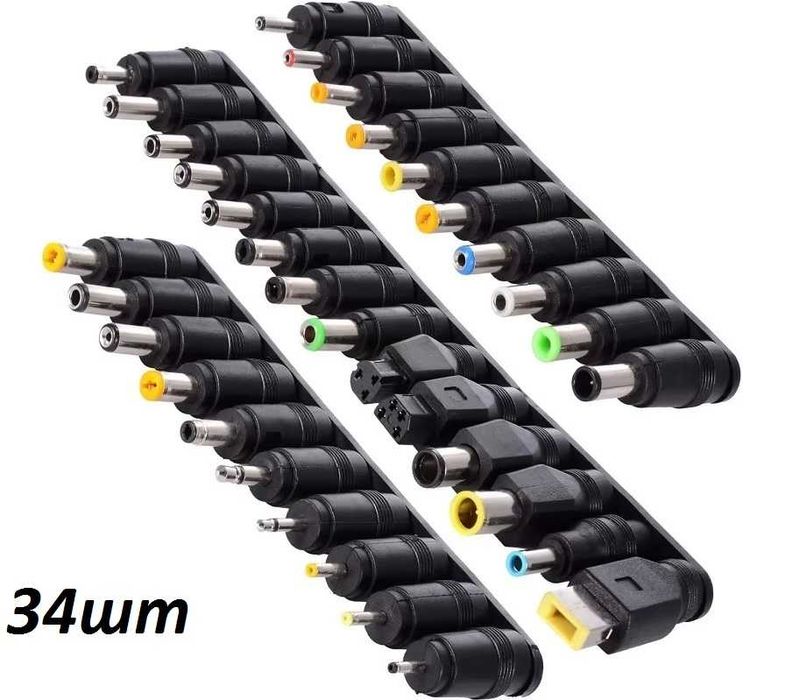 34шт набор коннекторов, разъемов, штекеров, наконечников для ноутбука