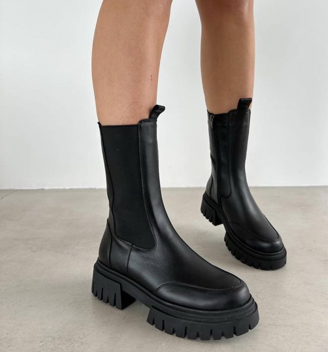 Акція, Високі челсі зі змійкою, теплі на хутрі, 38 розмір (24-24,5 см)