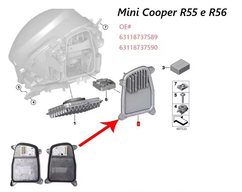 Modulo led luzes diurnas DRL MINI Cooper R55 e R56 NOVO