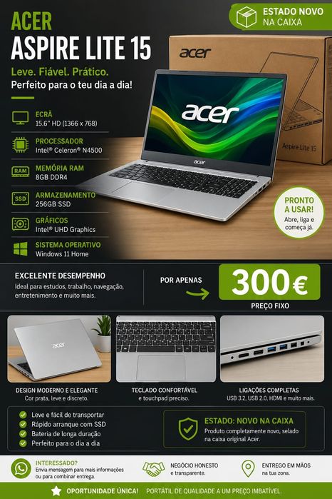 Portátil acer aspire lite 15