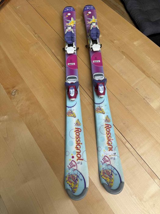 Narty dziecięce 110 cm plus kijki Rossignol