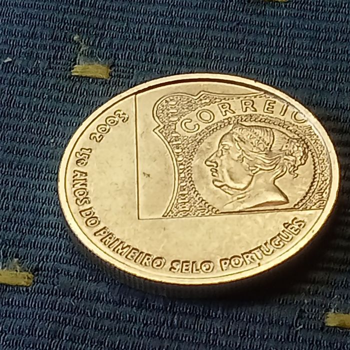 moeda 5.00 Prata 150 anos 1 selo portugues