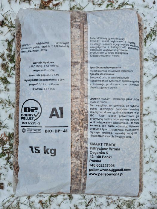 Pellet drzewny Premium A1 WOOD 6mm certyfikowany nie olczyk lava igła