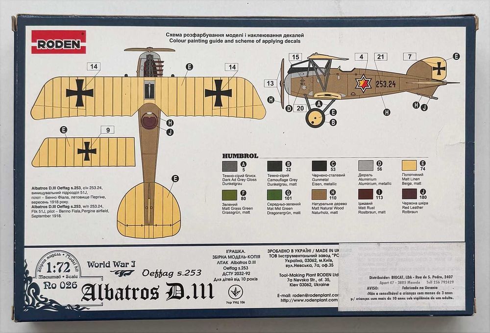 Roden_Albatros D.111. Esc.1:72. Completo e como novo.