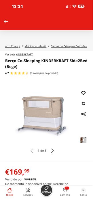 Cama de criança com duas posições com dois lençóis