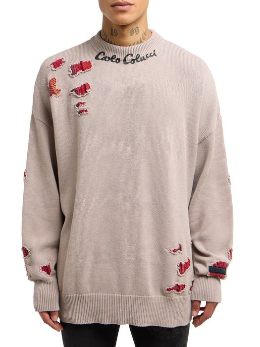 Sweter oversized z łatami Carlo Colucci XL