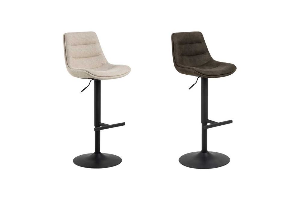 IDA Beżowy_Brązowy_noga czarna HOKER Krzesło barowe obrotowe do kuchni
