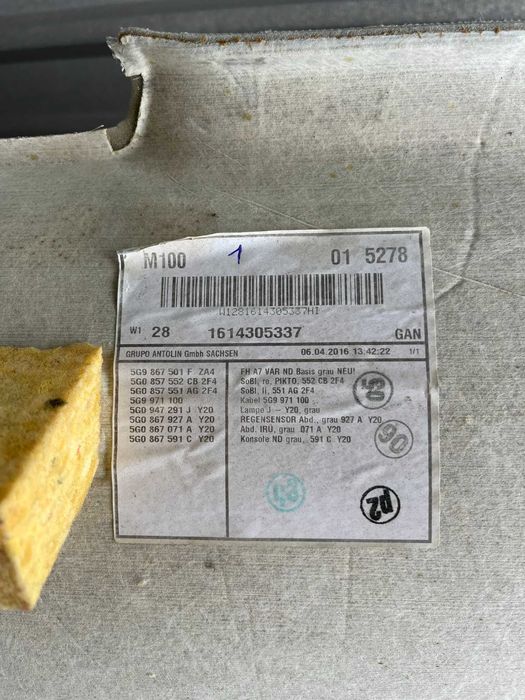 podsufitka sufit vw golf vii 7 5g9 kombi 2012 - 2020 5g9867501f
