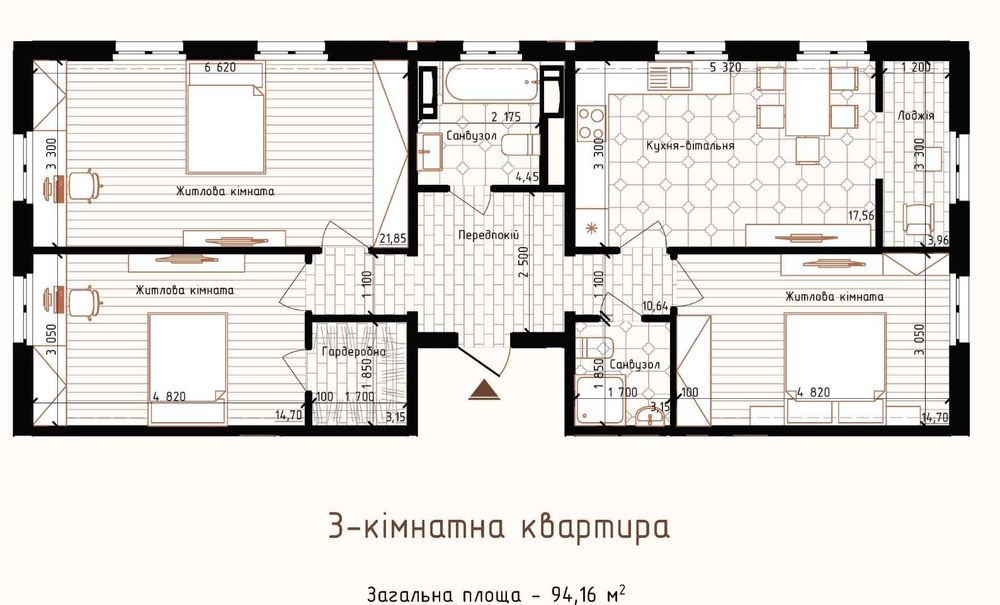 3-комнатная квартира по адресу (площадь 94 м²) - Atlanta.ua - фото 4