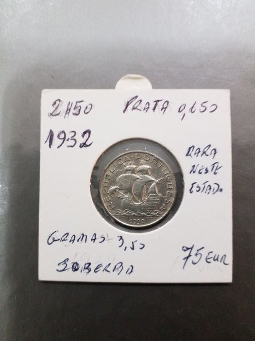 Moedas antigas portuguesas em prata.