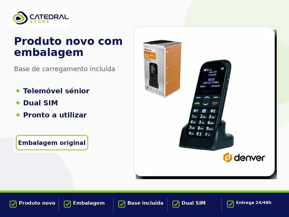 Telemóvel Denver BAS-18500 para Idosos com Botão SOS