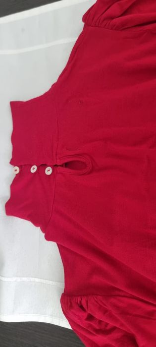 L/40 Zara - czerwony półgolfik z krótkim rękawem