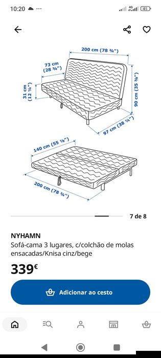 Sofá cama Ikea NYHAMN