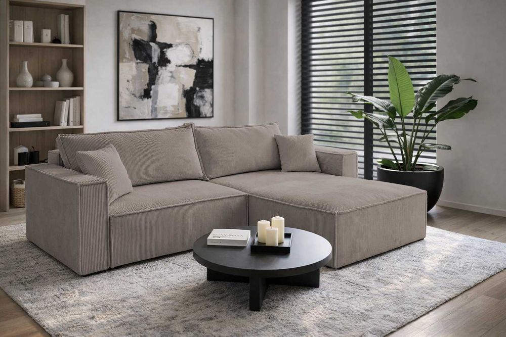 Narożnik Rogówka sztruksowa NOCA 270x143 Funkcja spania i pojemnik